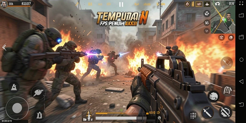 Tampilan gameplay seru dari 93337 dalam pertempuran FPS.