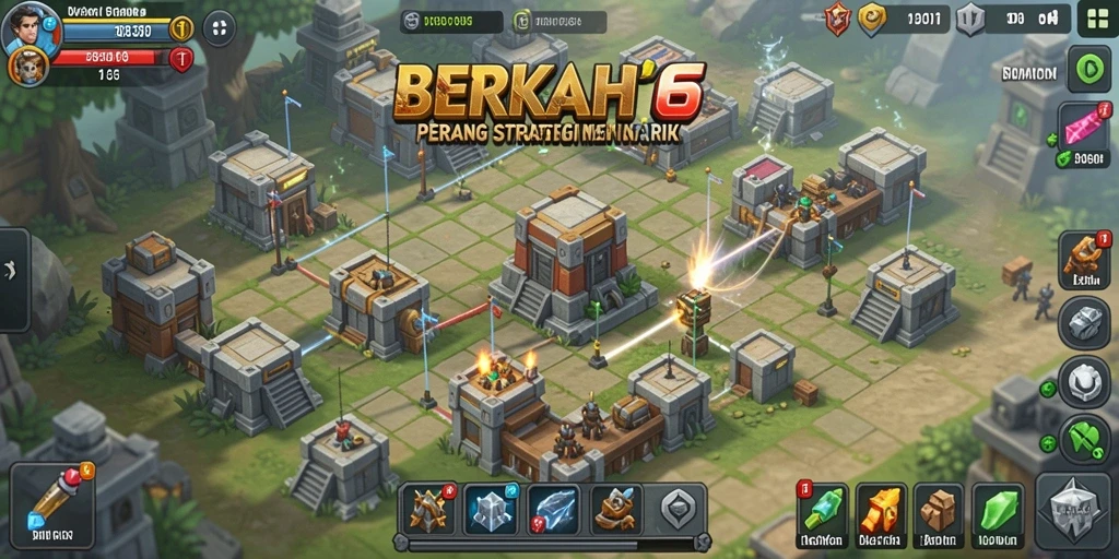Screenshot gameplay menarik dari <strong>BERKAH6</strong> menunjukkan strategi Tower Defense yang intens.