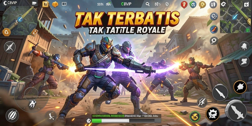 Screenshot menampilkan aksi pertempuran intens di C8VIP Battle Royale.
