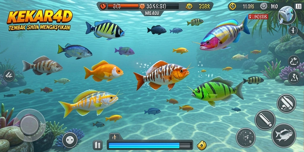 Screenshot gameplay KEKAR4D menampilkan aksi menangkap ikan yang seru.