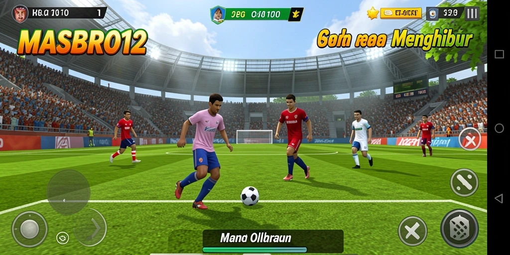 Tampilan gameplay yang menegangkan dalam MASBRO12 dengan aksi olahraga yang seru.
