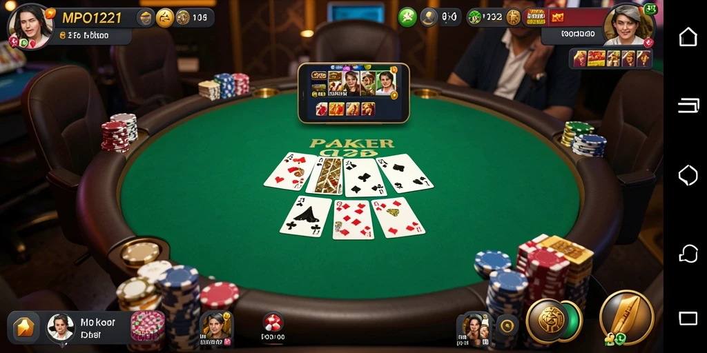 Tampilan gameplay seru dalam aplikasi poker MPO1221.