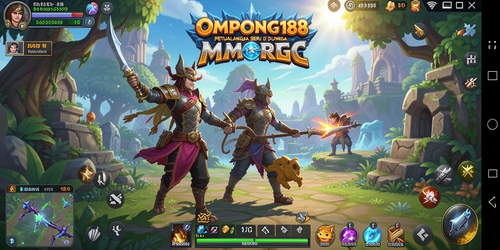 Gambar tampilan gameplay seru di dunia OMPONG188 MMORPG.