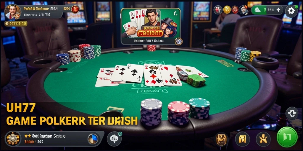 Tampilan gameplay UH77 yang seru dan menantang di meja poker.